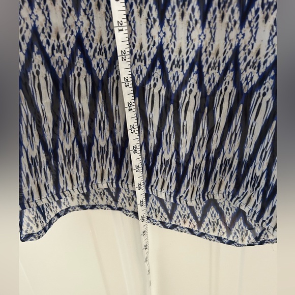 Soft Surroundings Navy and White Patterned Sheer Tunic Blouse Top Size XL - Picture 5 of 7